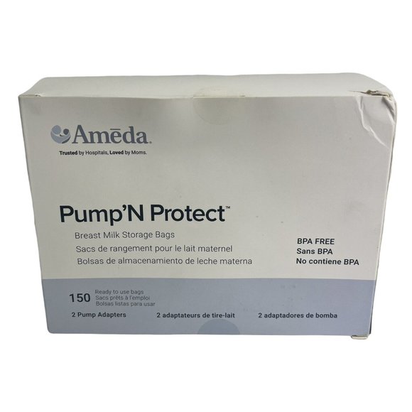 Ameda Pump N Protect Breast Milk Storage Bags And Adapters 6oz Or 180ml 150 Bags - Picture 1 of 12